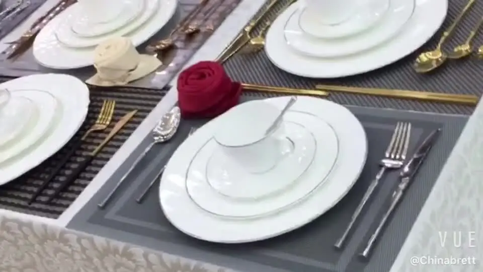 Restaurant Użat Lussu Lussu Fine Bone China White Dinner Plate bir-Rim tad-Deheb 1