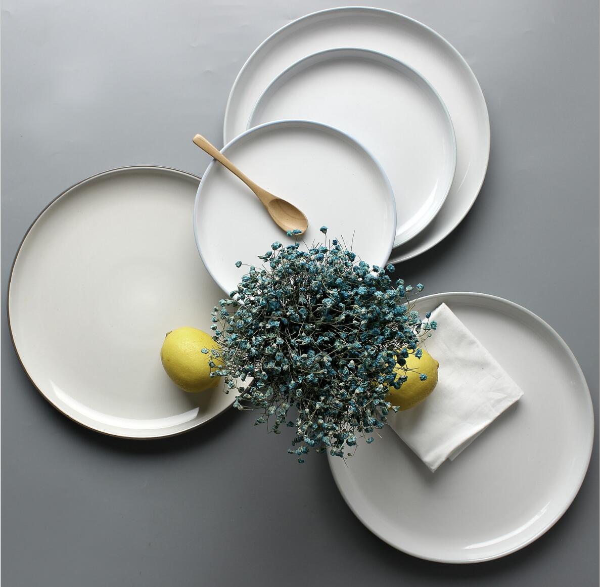 Kuzey Avrupa Tasarım Seramik Yemeği Tabakları Pizza Tabak Pasta Tabağı 8 10 16