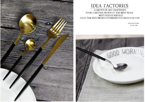 Chinabrett - geedziĝo platware aro oraj tranĉaĵoj 4pcs aro neoksidebla ŝtalo neoksidebla ŝtala ora tuko 12