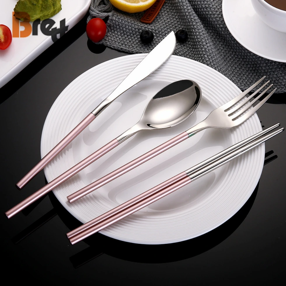 Chinabrett - Flatware Set Stainless Steel Silver Poutlery Set bil-manku roża tal-istainless steel Silver Poutlery 1