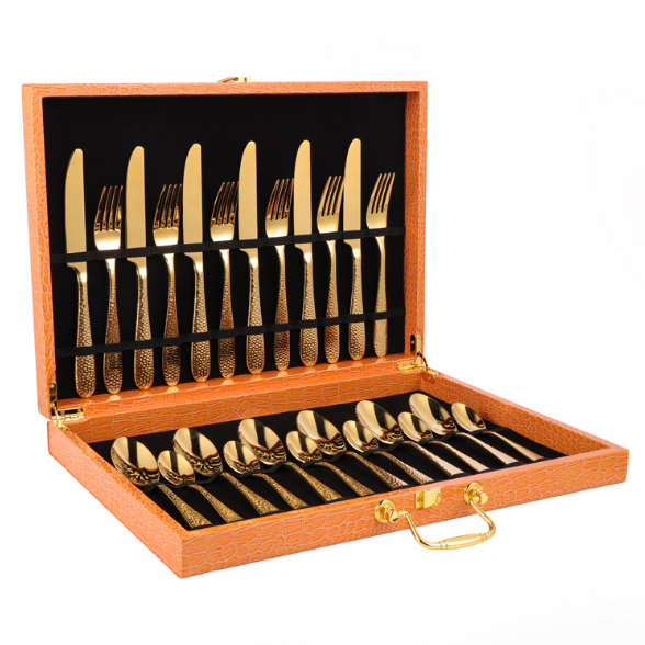 24 pecoj neoksidebla ŝtala tablotuko donackesto kun eŭropa ora plato 12