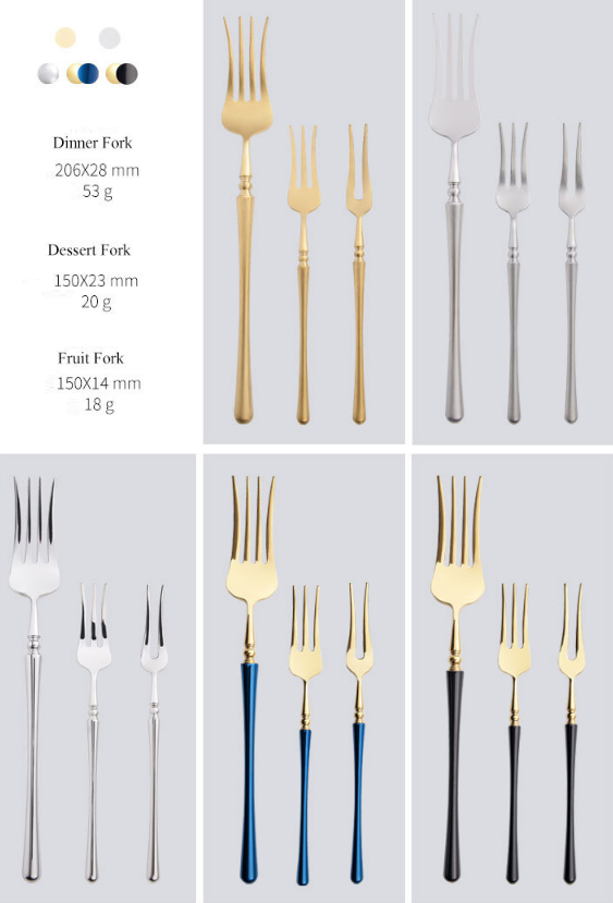 Chinabrett - Portugala stilo 304 Neoksidebla ŝtala bifsteko kaj forko neoksidebla ŝtala ora tranĉaĵo 19