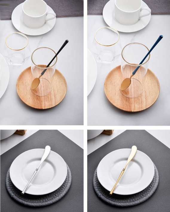 Chinabrett - Portugala stilo 304 Neoksidebla ŝtala bifsteko kaj forko neoksidebla ŝtala ora tranĉaĵo 15