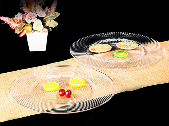 Chinabrett - Tabla Merkato en Guangzhou Ora Arĝenta Rim -Vitra Ŝargilo Sub Plato Vitra Ŝargilo -Plato 10