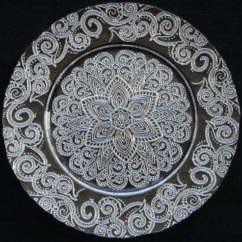 Fancy Glassware 13 Ŝargilo -Plato Roza Ora Ornamado por Geedziĝo 7