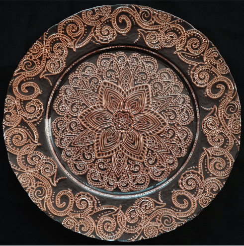 Fancy Glassware 13 Ŝargilo -Plato Roza Ora Ornamado por Geedziĝo 11