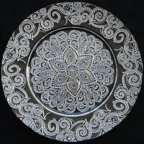 Fancy Glassware 13 Ŝargilo -Plato Roza Ora Ornamado por Geedziĝo 13