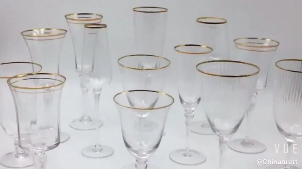 Guangzhou svatební skleněné značky Crystal Gold Rim Wine Glass Stonkware 1