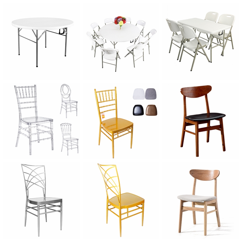 Uzita geedziĝo kaj restoracio faldebla tablo kaj seĝo 13