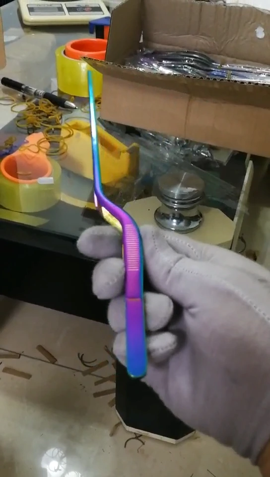 フードホルダー用の伸びたまっすぐな尖った湾曲したピンセットツールシルバーステンレス鋼ピンセット 1