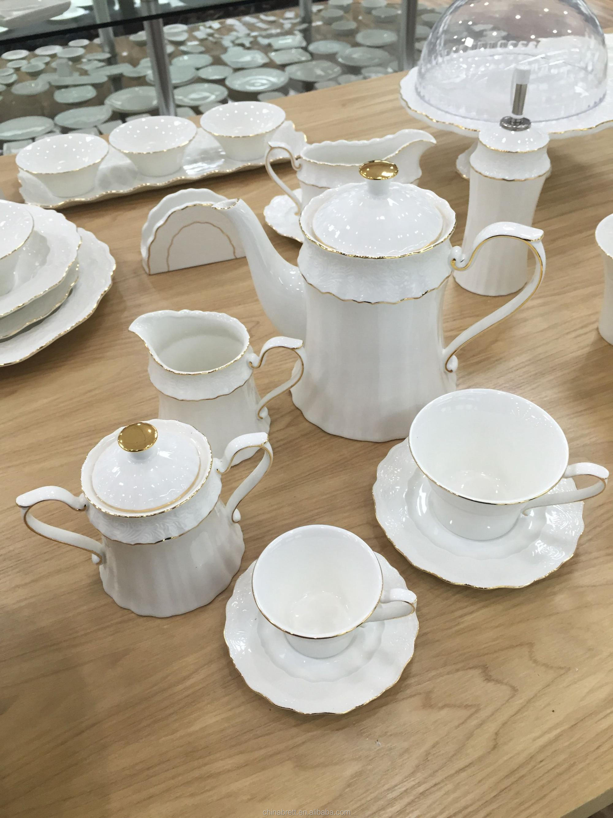 लक्जरी सफेद सिरेमिक डिनरवेयर सेट प्लेट सोना 6