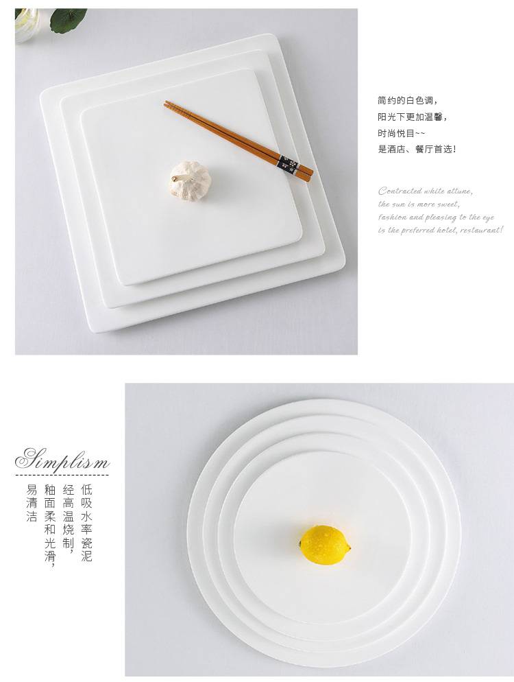 Teljesen sima, sima fehér porcelán 12 hüvelykes 14 hüvelykes pizza tányérok étteremhez 15