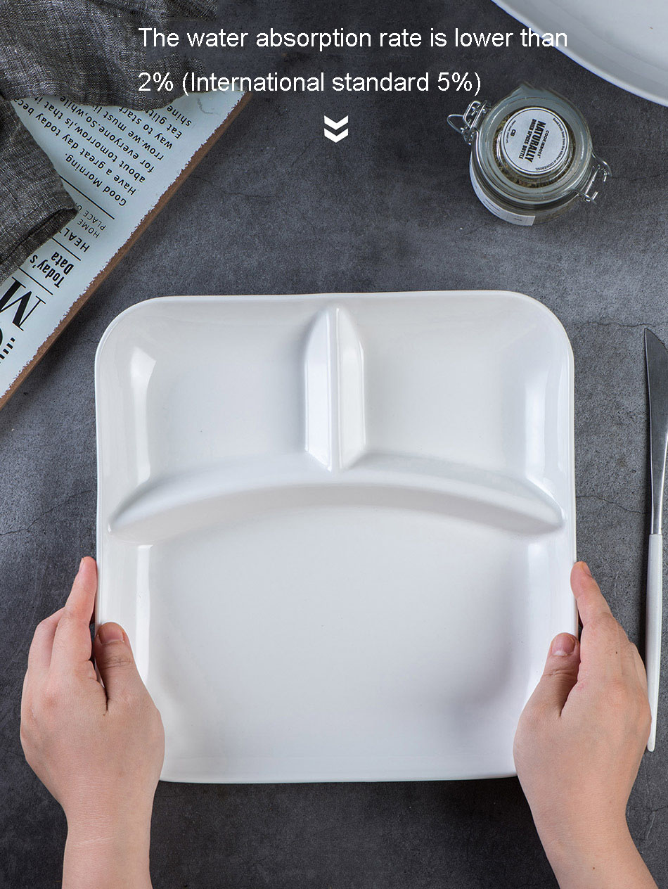 Keramik getrennt reine weiße Fast -Food -Hotel Kinder geteiltes Frühstücksschalen Support Custom Logo 22