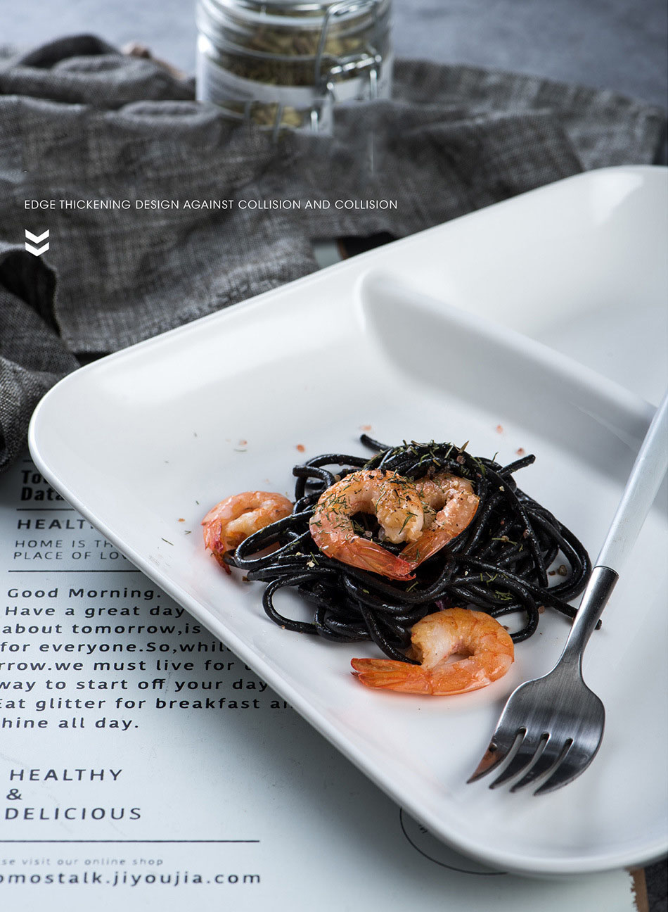 Keramik getrennt reine weiße Fast -Food -Hotel Kinder geteiltes Frühstücksschalen Support Custom Logo 14