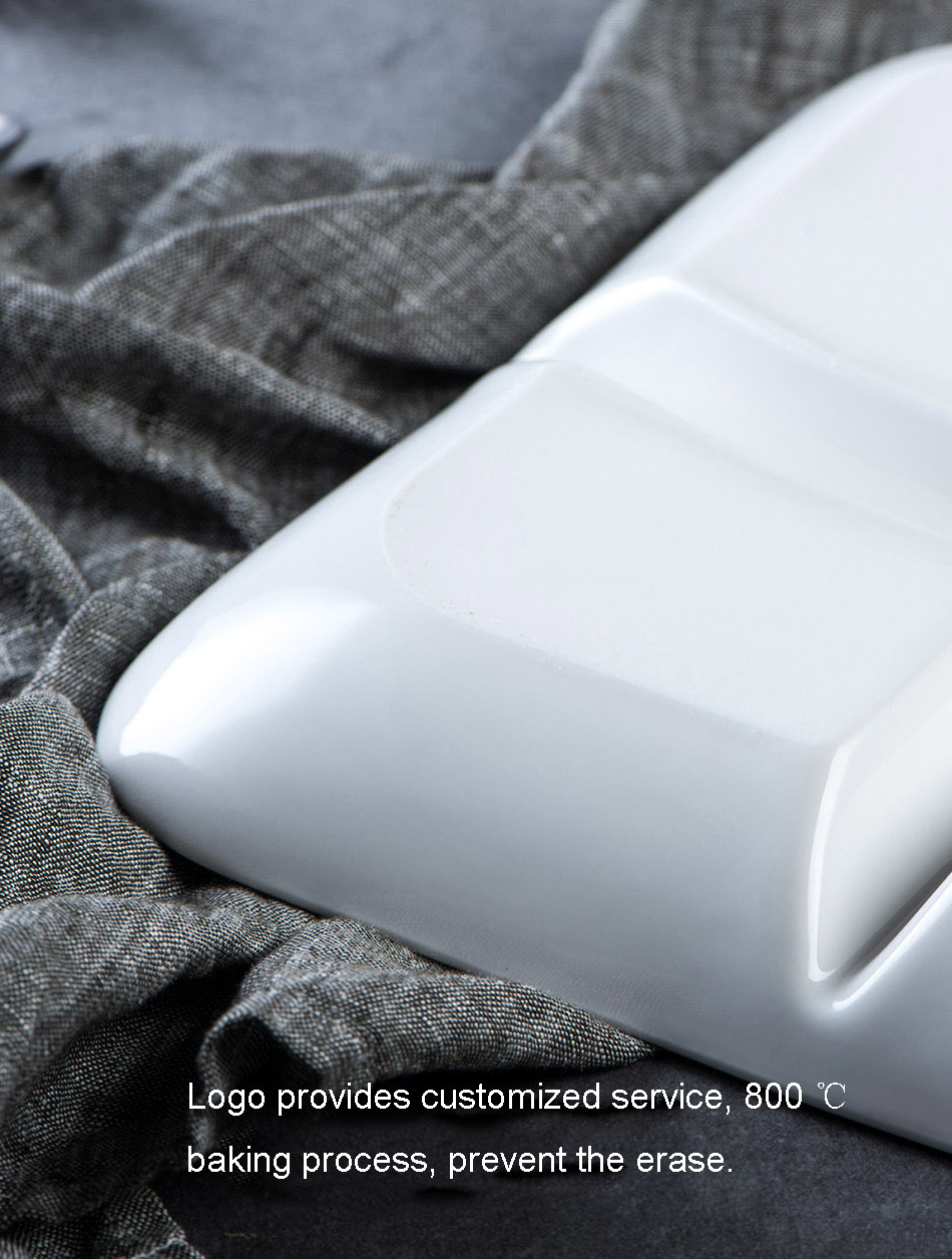 Keramik getrennt reine weiße Fast -Food -Hotel Kinder geteiltes Frühstücksschalen Support Custom Logo 20