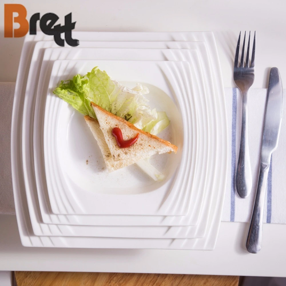 CHINABRETT - Restaurant Microwave Safe Porcelain Square Dinner Plate Pasta Plate White porcelain dinnerware 1
