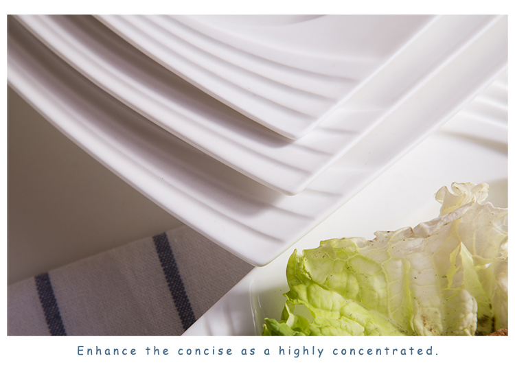 Chinabrett - Restaurant Microwave Safer Porzellan quadratischer Teller Pasta -Teller weißes Porzellan -Geschirr 21