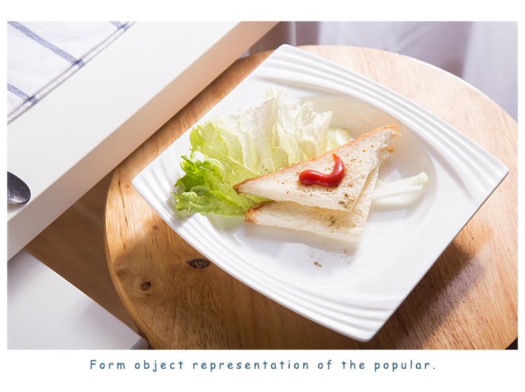 Chinabrett - Restaurant Microwave Safer Porzellan quadratischer Teller Pasta -Teller weißes Porzellan -Geschirr 19