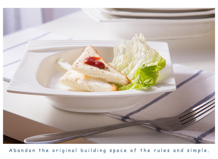 Chinabrett - Restaurant Microwave Safer Porzellan quadratischer Teller Pasta -Teller weißes Porzellan -Geschirr 23