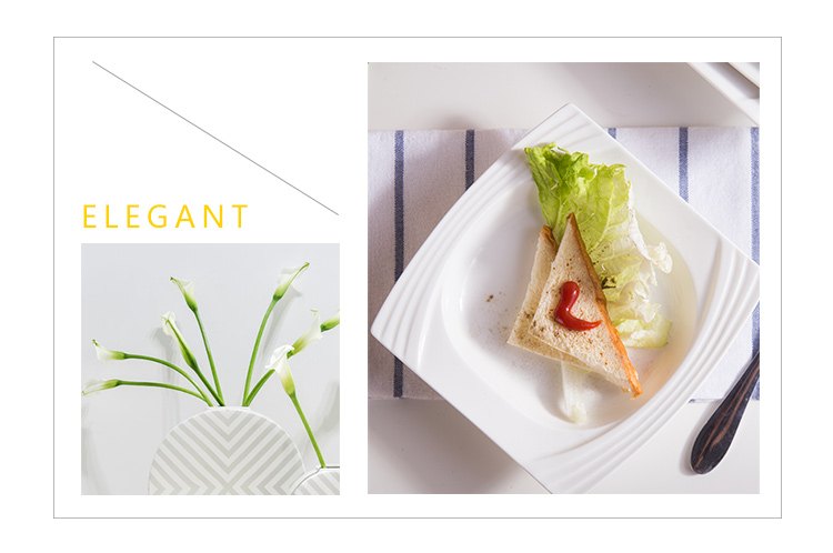 Chinabrett - Restaurant Microwave Safer Porzellan quadratischer Teller Pasta -Teller weißes Porzellan -Geschirr 13