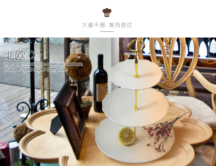 Stand de servire a tortului de nuntă rotundă de nuntă 2 Tier 3 Tier Ceramică 9