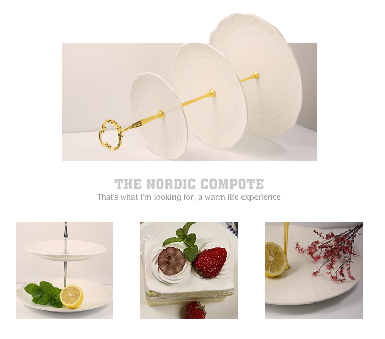 Stand de servire a tortului de nuntă rotundă de nuntă 2 Tier 3 Tier Ceramică 19