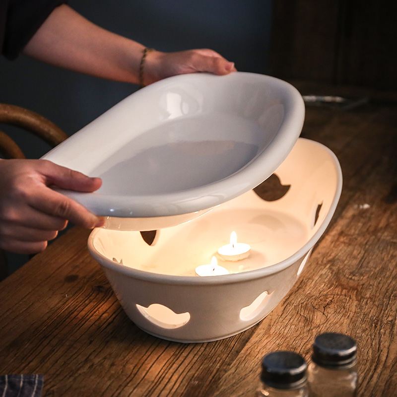 Italienische Keramik -Selbstheizung Blumenuppen -Topf mit Kerzenherd für Restaurant 14