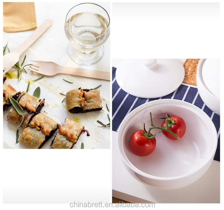 Grote keramische serveerscholenkommen witte mengkom met deksel 20