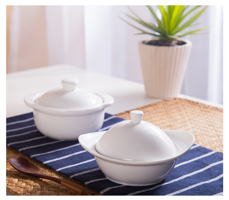 Chinabrett - nagykereskedelmi vacsorare fehér kerámia leves tureen fedélfehér porcelán étkészletekkel 8