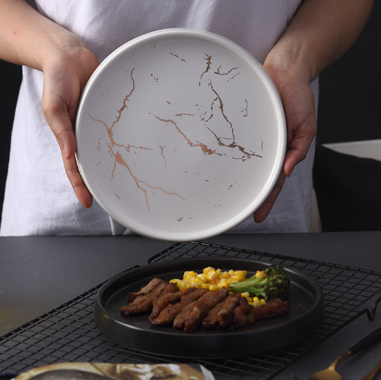 Creative ceramic tableware hat shape soup plate western spaghetti black and white plates Color porcelain dinenrware 8