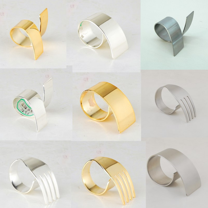 Hotel restaurant banquet gold silver plated napkin rings for weddings 6