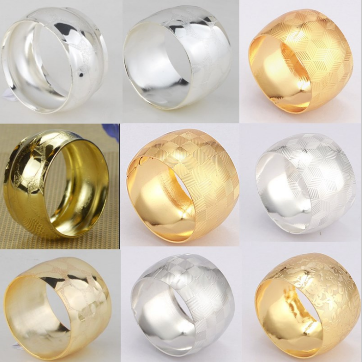 Hotel restaurant banquet gold silver plated napkin rings for weddings 12
