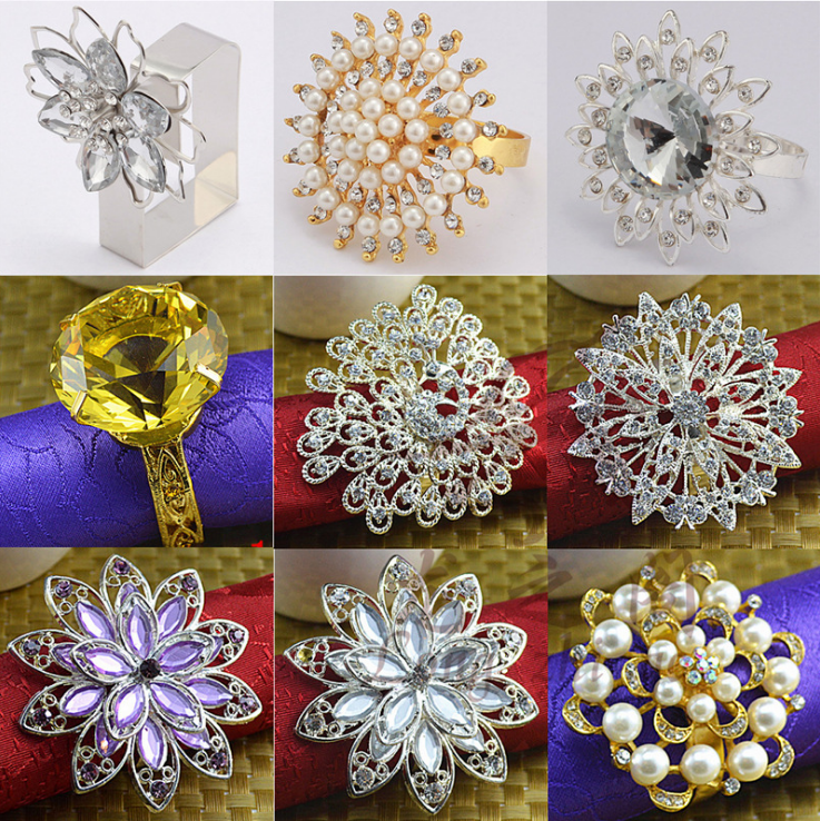 Hotel restaurant banquet gold silver plated napkin rings for weddings 10