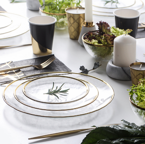 Chinabrett - European style Nigrum Ceramic Prandium Plate Aurum Rim VIII X Nordic Plates CARNIS laminam speculum patina laminam1 10