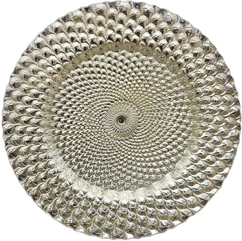 गुआंगज़ौ शेन्ज़ेन टेबलवेयर क्लियर ग्लास चार्जर्स गोल्ड बीडेड एज के साथ1 9