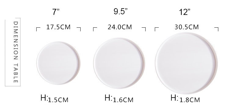 Chinabrett - plata fajna porcelana 12 cola pizza plato ceramikaj platoj pladoj blankaj porcelanaj vespermanĝoj 13