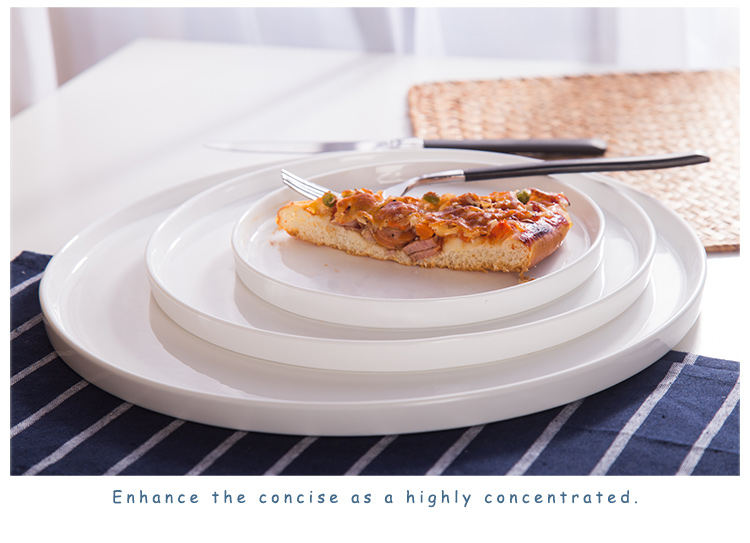 Chinabrett - plata fajna porcelana 12 cola pizza plato ceramikaj platoj pladoj blankaj porcelanaj vespermanĝoj 19