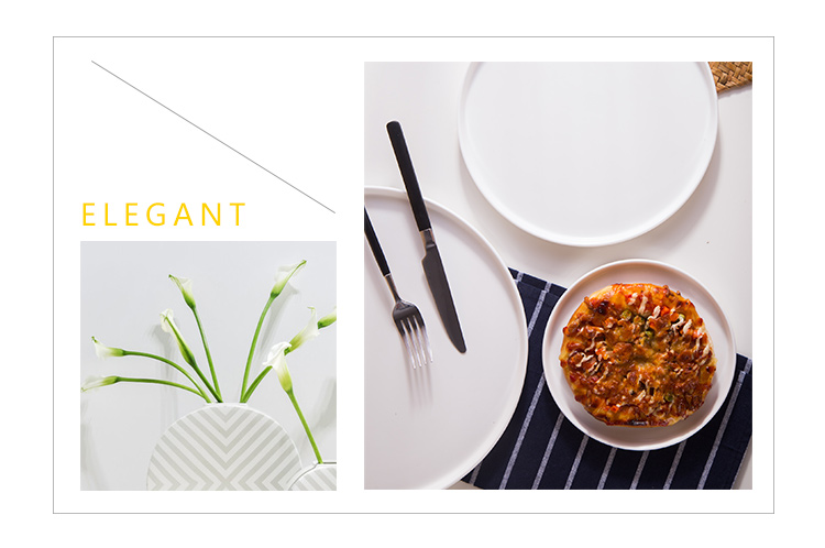 Chinabrett - plata fajna porcelana 12 cola pizza plato ceramikaj platoj pladoj blankaj porcelanaj vespermanĝoj 11