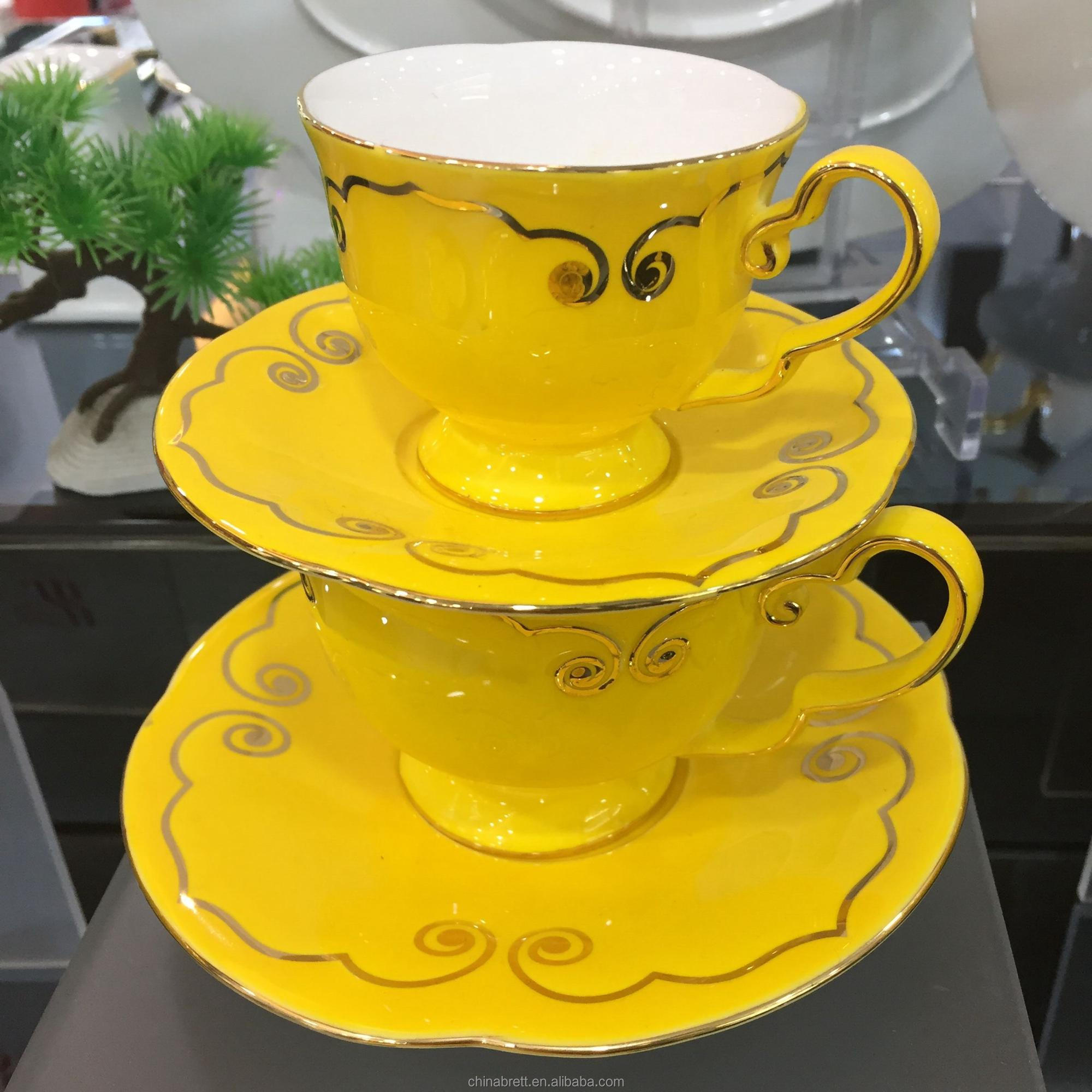 Pláta maisiúcháin buí ór Socraigh dinnéar ard cnámh poircealláin 19