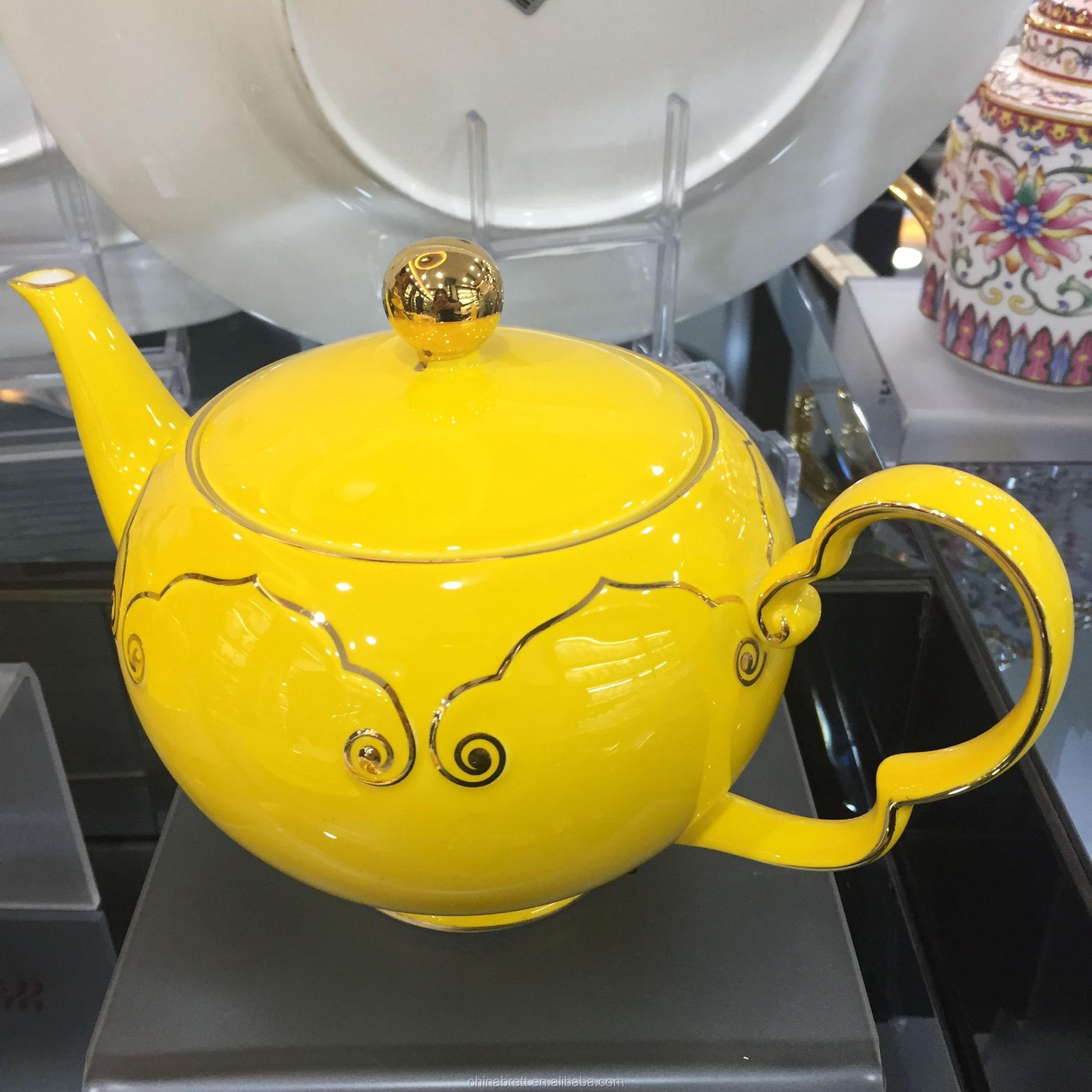 Pláta maisiúcháin buí ór Socraigh dinnéar ard cnámh poircealláin 17