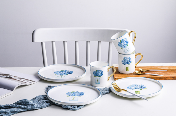 Ceramic Ceramic Black Rettangolu tal-Planner Plate Bil-Gold Rim Għal Restaurant Color Porcelain Dinnerware 9