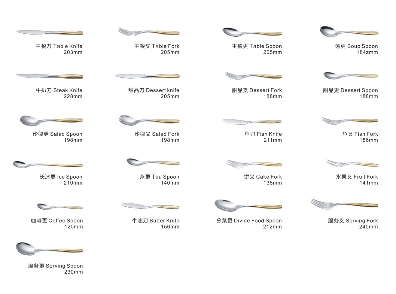 Chinabrett - China Top Sepuluh Produk Jualan Keluli Tahan Karat Flatware 72pcs Set Cutlery Stainless Steel Gold Cutlery 9