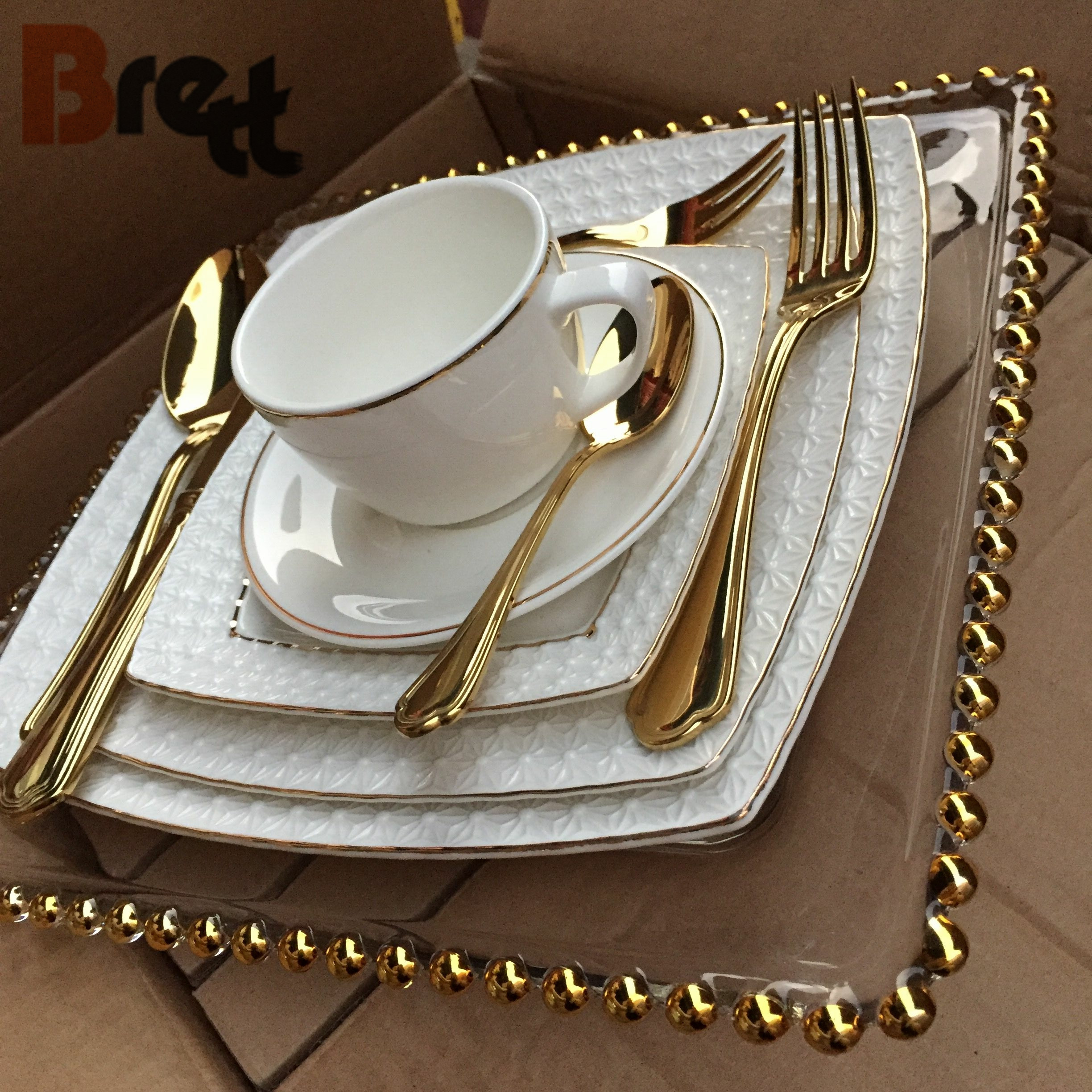 Guangzhou -leverantör bröllopsformade bestick set guld 2
