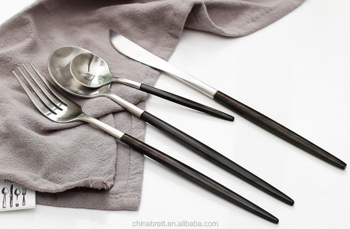 Chinabrett - Western 18/10 Nerezové stříbrné a zlaté příbory s bílou rukojetí z nerezové oceli zlaté příbory 19