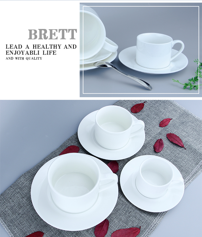 Chinabrett - trinkaĵa blanka 150ml ceramika kafo -teo -taso aranĝis kafan tason kaj tason 21