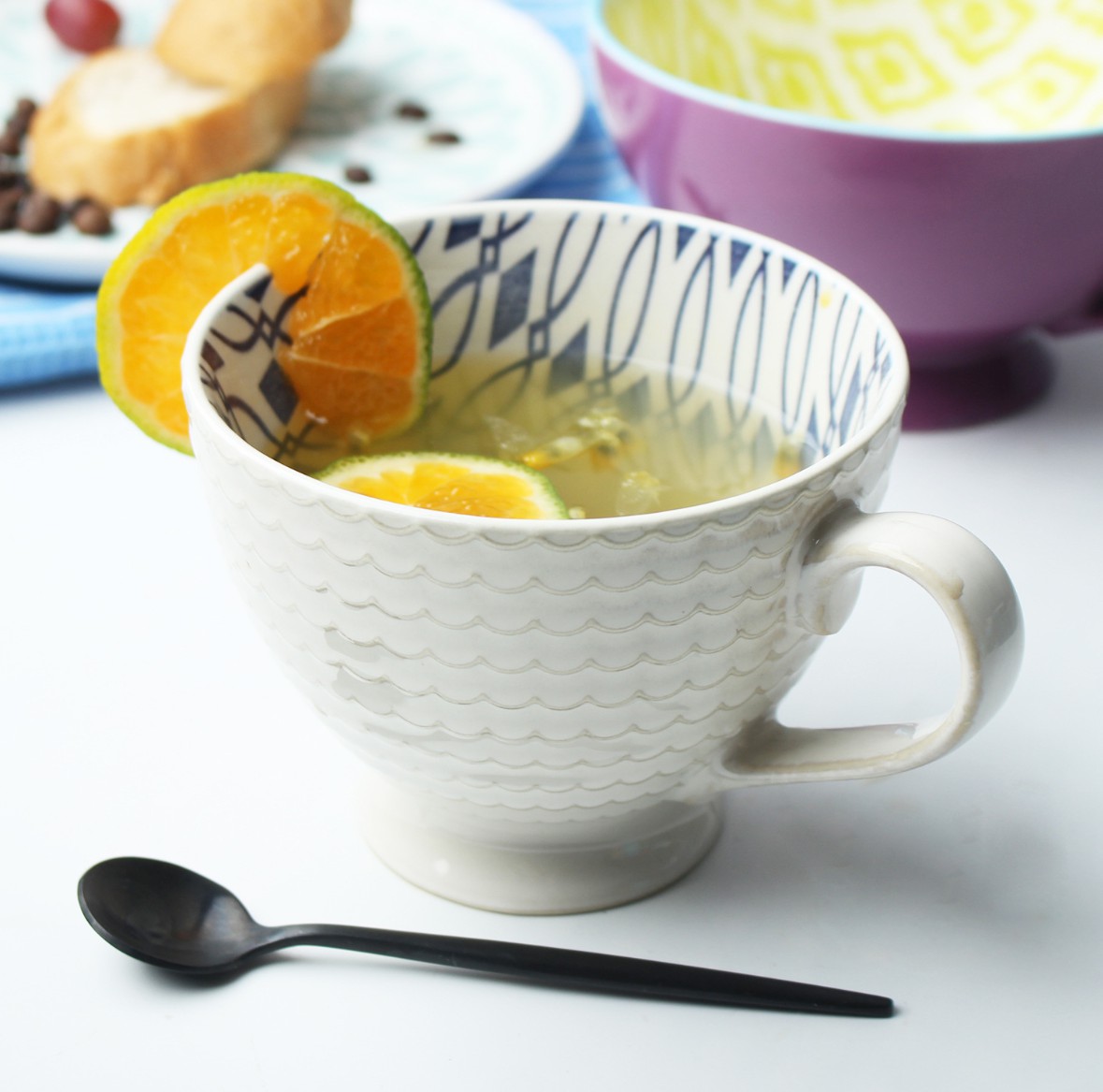 Ceramic Nordic Mug Relief Hand-Painted Large Capacity 360ml 380ml Coffee Cup Household Water Milk Cup Breakfast Cup 16