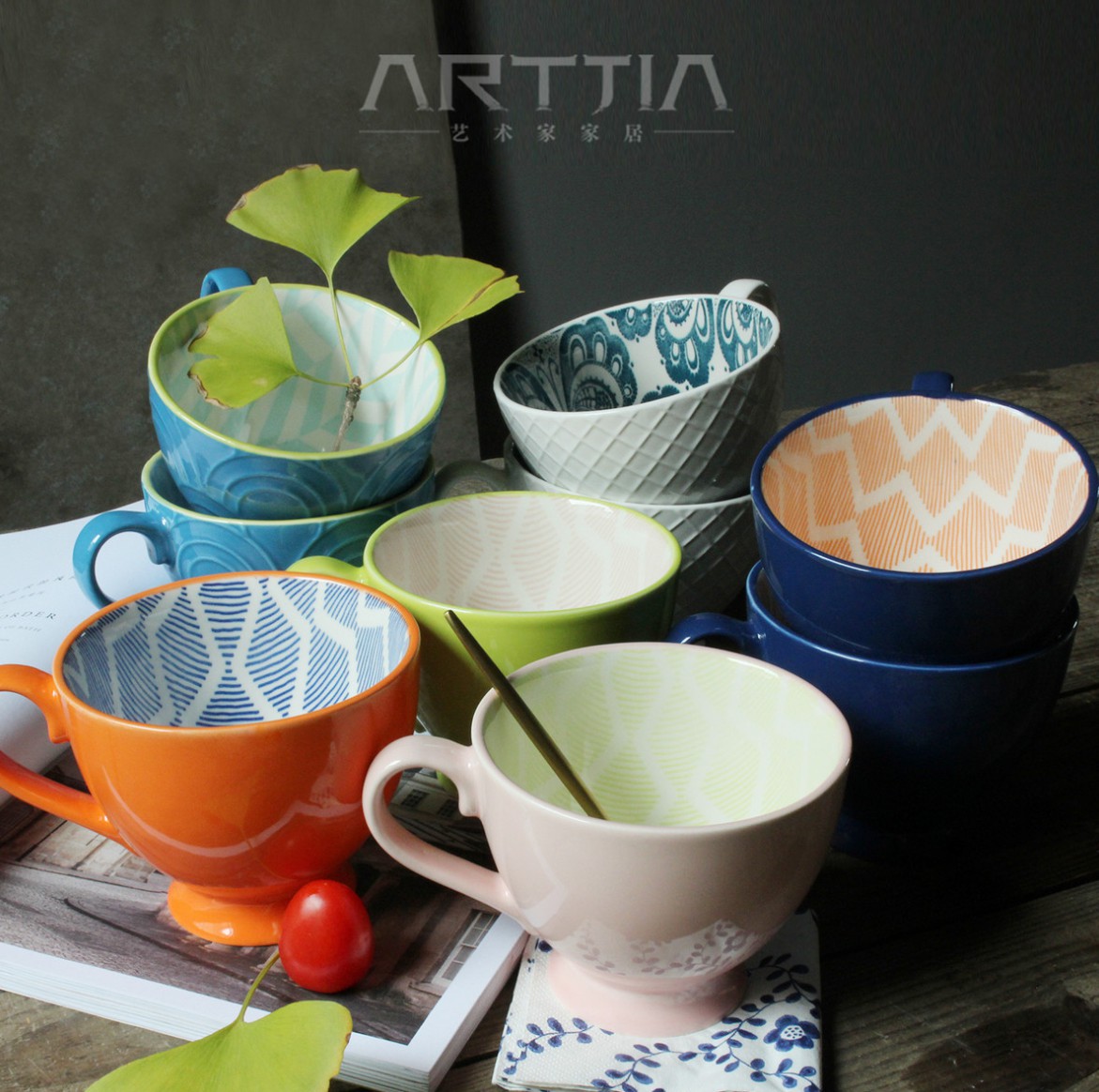 Ceramic Nordic Mug Relief Hand-Painted Large Capacity 360ml 380ml Coffee Cup Household Water Milk Cup Breakfast Cup 15