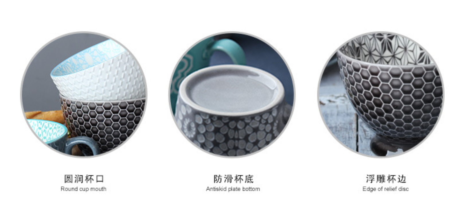 Ceramic Nordic Mug Relief Hand-Painted Large Capacity 360ml 380ml Coffee Cup Household Water Milk Cup Breakfast Cup 12