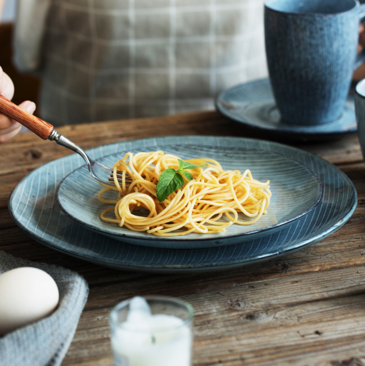 Rustic Creative Stripes Tableware Personality Color Glazed Ceramic Dinner Plates Hotel Restaurant Cafe Crockery Set 9