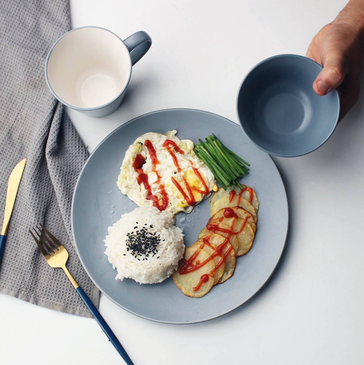 Creative Fashion Simple Ceramic Tableware Set Wholesale Color Western Restaurant Steak Plate Mug Rice Bowl Noodle Bowl 10